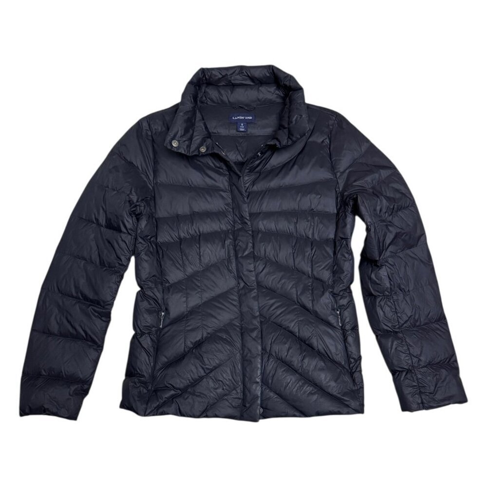 LANDS END DOWN & Feather Fill Winter Puffer Parka Light Jacket Coat Womens Small